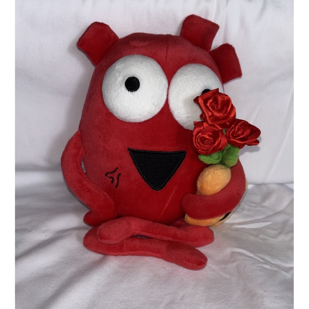 The Awkward Yeti Heart Plush Toy with Roses Red Anatomical Heart Stuffed Animal
